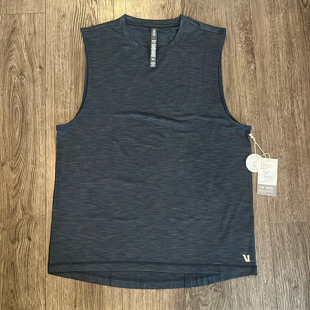 NWT Vuori Zephyr Muscle Tee Indigo Heather Large - Picture 4 of 10